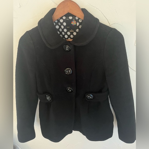 XX1 Forever 21 Black Pea Coat Size Small - Picture 15 of 16